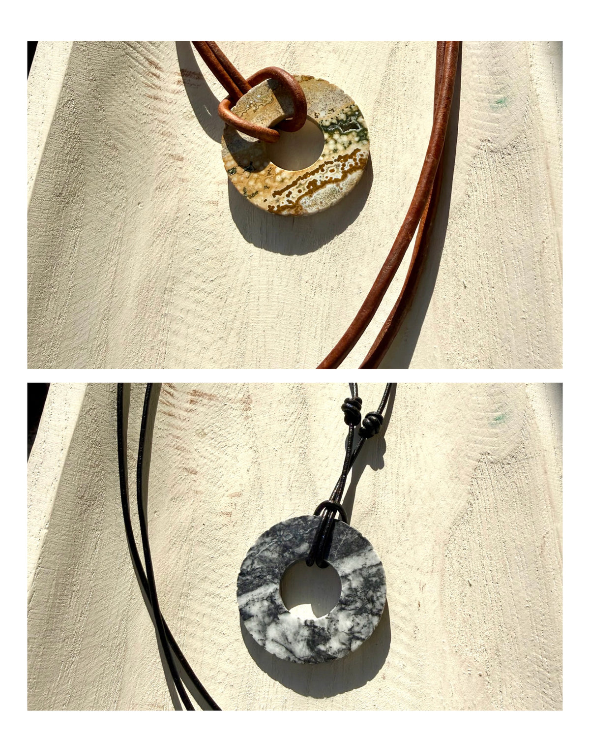 The Loop Natural Stone Cabochon eyewear Necklace Leather