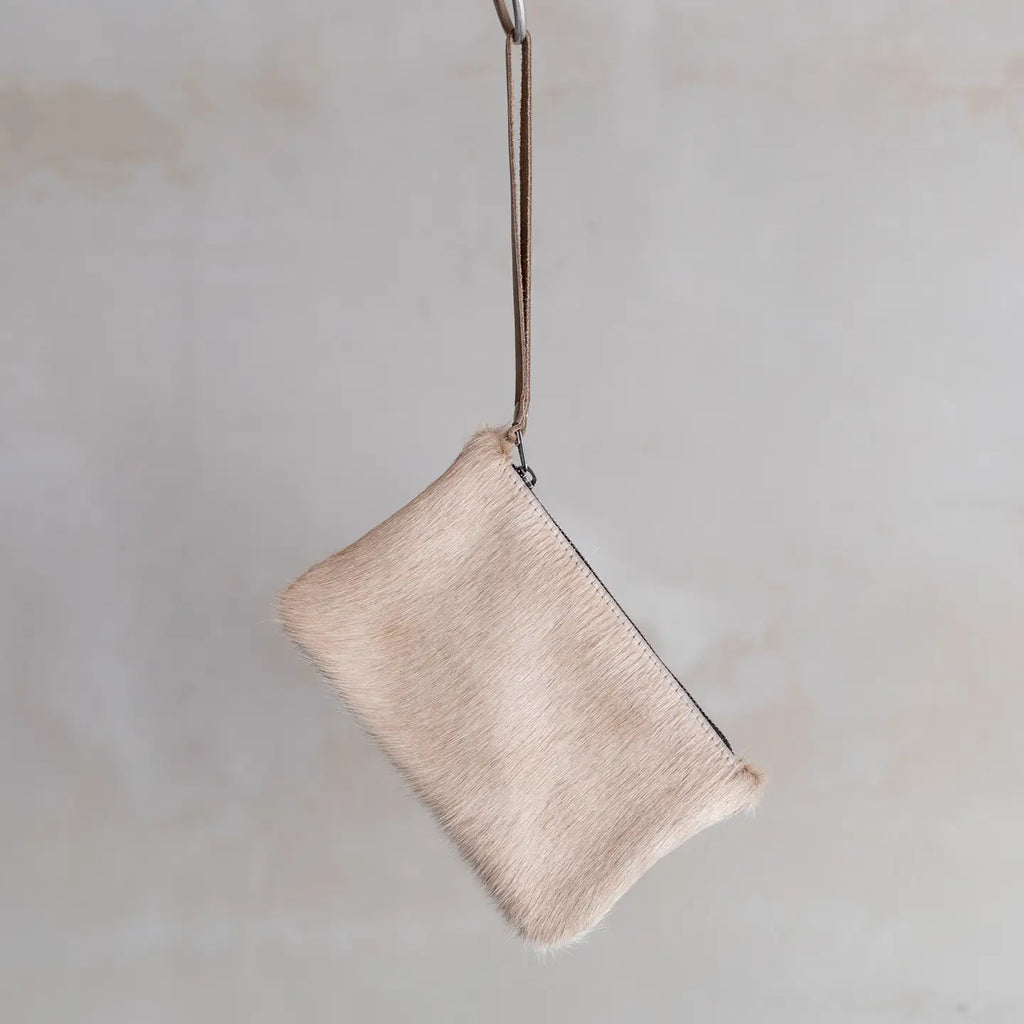 Clutch Wristlet Cowhide Hair Leather bag purse