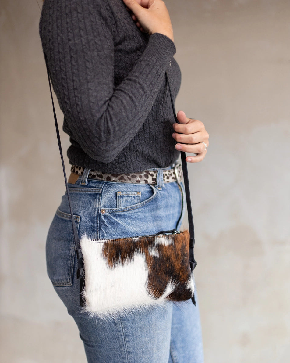 Clutch Crossboday Cowhide Hair Leather  bag purse